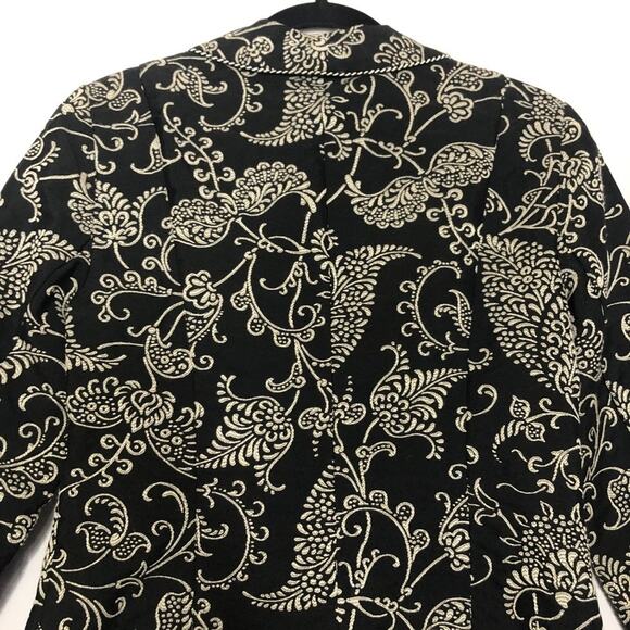 Cabi Black & White Paisley Blazer Single Button Womens 4 Cropped Fitted Jacket - Picture 8 of 8